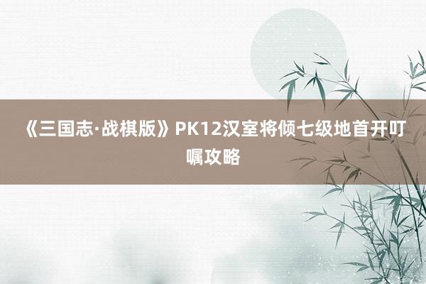 《三国志·战棋版》PK12汉室将倾七级地首开叮嘱攻略