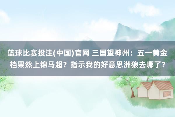 篮球比赛投注(中国)官网 三国望神州：五一黄金档果然上锦马超？指示我的好意思洲狼去哪了？