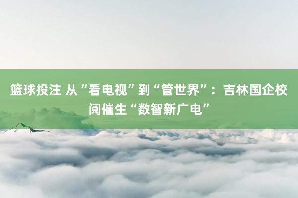 篮球投注 从“看电视”到“管世界”：吉林国企校阅催生“数智新广电”