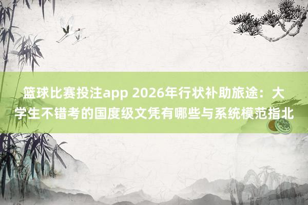 篮球比赛投注app 2026年行状补助旅途：大学生不错考的国度级文凭有哪些与系统模范指北