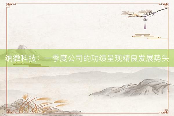 纳微科技：一季度公司的功绩呈现精良发展势头